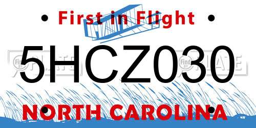 5HCZ030 North Carolina License Plate