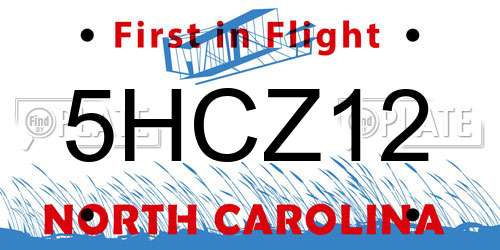 5HCZ12 North Carolina License Plate