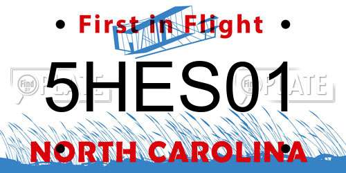5HES01 North Carolina License Plate