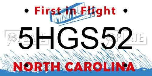 5HGS52 North Carolina License Plate