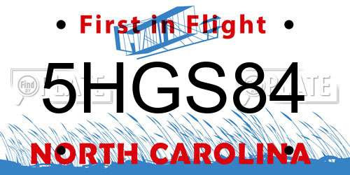 5HGS84 North Carolina License Plate