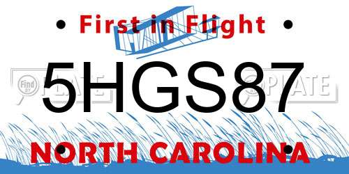 5HGS87 North Carolina License Plate