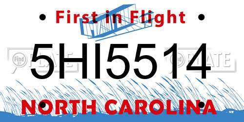 5HI5514 North Carolina License Plate