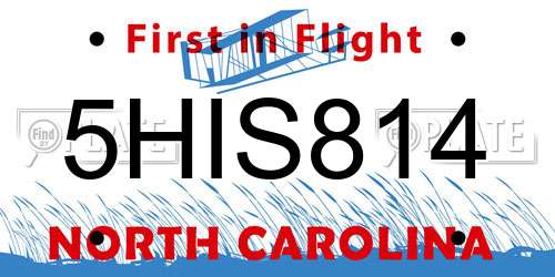 5HIS814 North Carolina License Plate