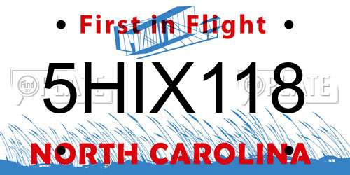 5HIX118 North Carolina License Plate