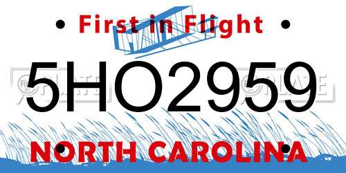 5HO2959 North Carolina License Plate