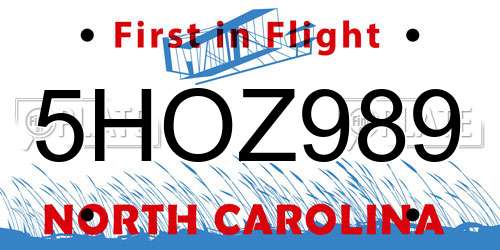 5HOZ989 North Carolina License Plate