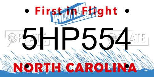 5HP554 North Carolina License Plate