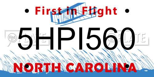 5HPI560 North Carolina License Plate