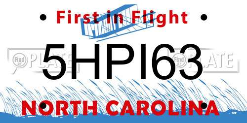 5HPI63 North Carolina License Plate