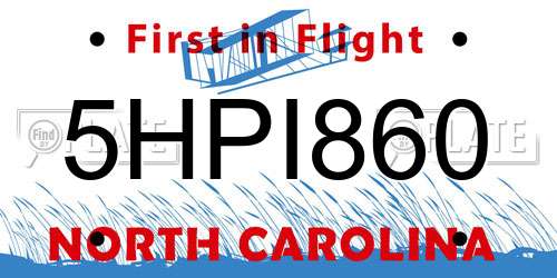 5HPI860 North Carolina License Plate