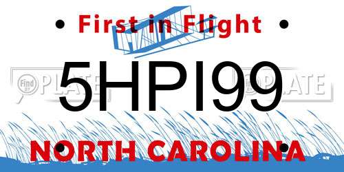 5HPI99 North Carolina License Plate