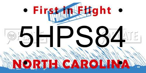 5HPS84 North Carolina License Plate