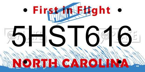 5HST616 North Carolina License Plate