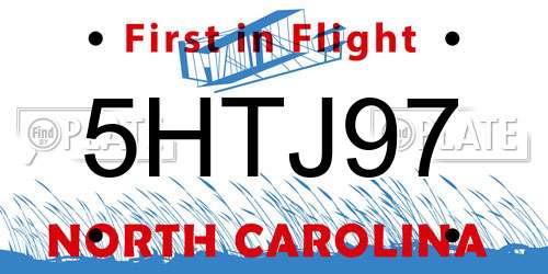5HTJ97 North Carolina License Plate