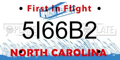 5I66B2 North Carolina License Plate