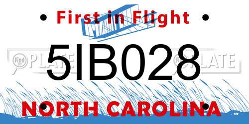 5IB028 North Carolina License Plate