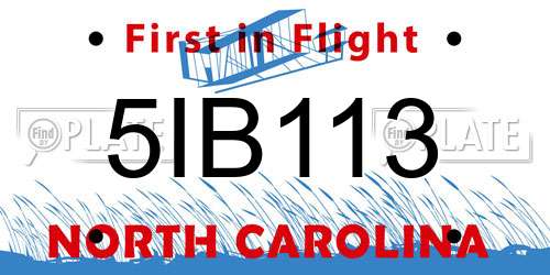 5IB113 North Carolina License Plate