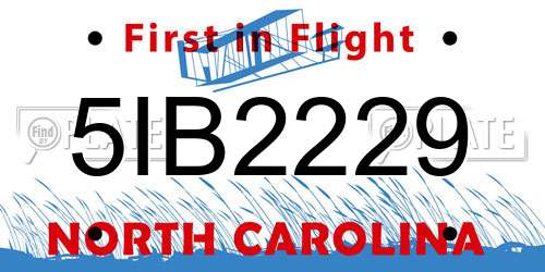 5IB2229 North Carolina License Plate
