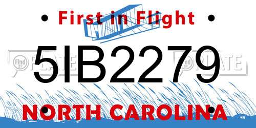 5IB2279 North Carolina License Plate