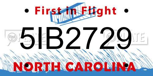 5IB2729 North Carolina License Plate