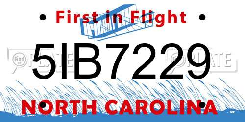 5IB7229 North Carolina License Plate