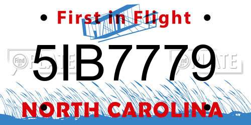 5IB7779 North Carolina License Plate