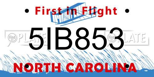 5IB853 North Carolina License Plate