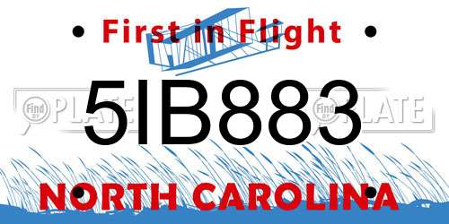 5IB883 North Carolina License Plate