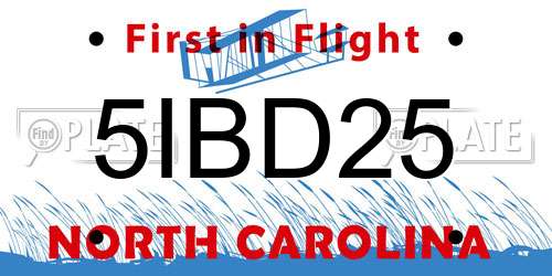 5IBD25 North Carolina License Plate