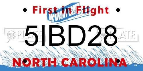 5IBD28 North Carolina License Plate