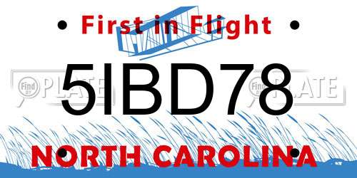 5IBD78 North Carolina License Plate