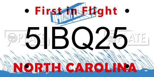 5IBQ25 North Carolina License Plate
