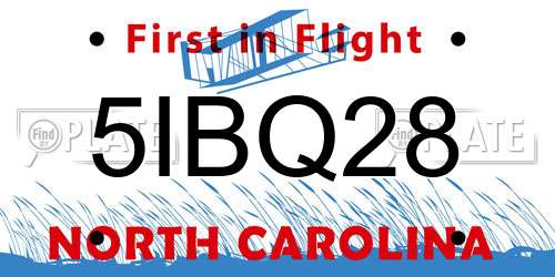 5IBQ28 North Carolina License Plate