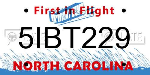 5IBT229 North Carolina License Plate