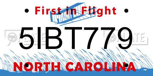 5IBT779 North Carolina License Plate