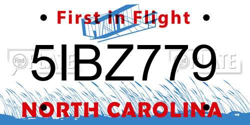5IBZ779 North Carolina License Plate