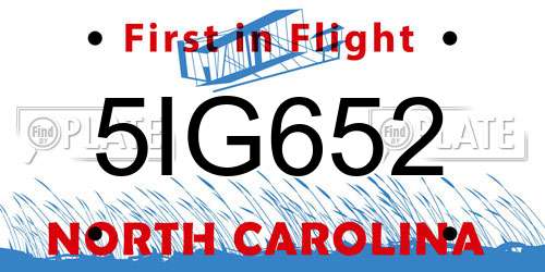 5IG652 North Carolina License Plate