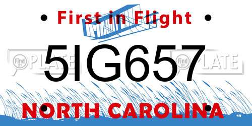 5IG657 North Carolina License Plate