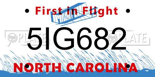 5IG682 North Carolina License Plate