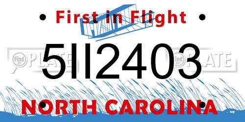 5II2403 North Carolina License Plate