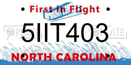 5IIT403 North Carolina License Plate