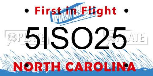 5ISO25 North Carolina License Plate