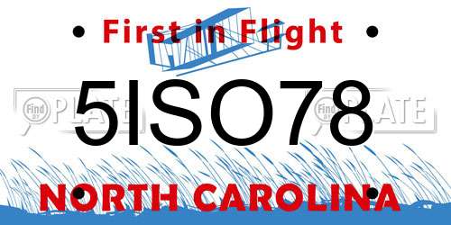 5ISO78 North Carolina License Plate