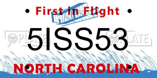 5ISS53 North Carolina License Plate