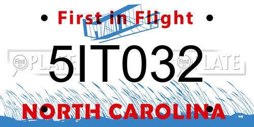 5IT032 North Carolina License Plate
