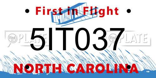 5IT037 North Carolina License Plate