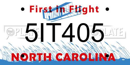 5IT405 North Carolina License Plate