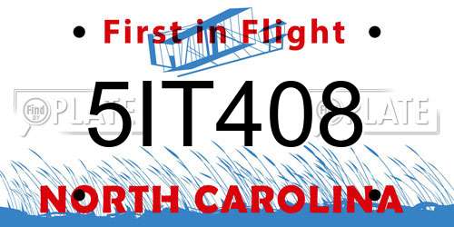 5IT408 North Carolina License Plate