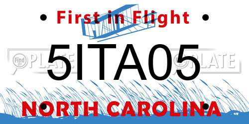 5ITA05 North Carolina License Plate